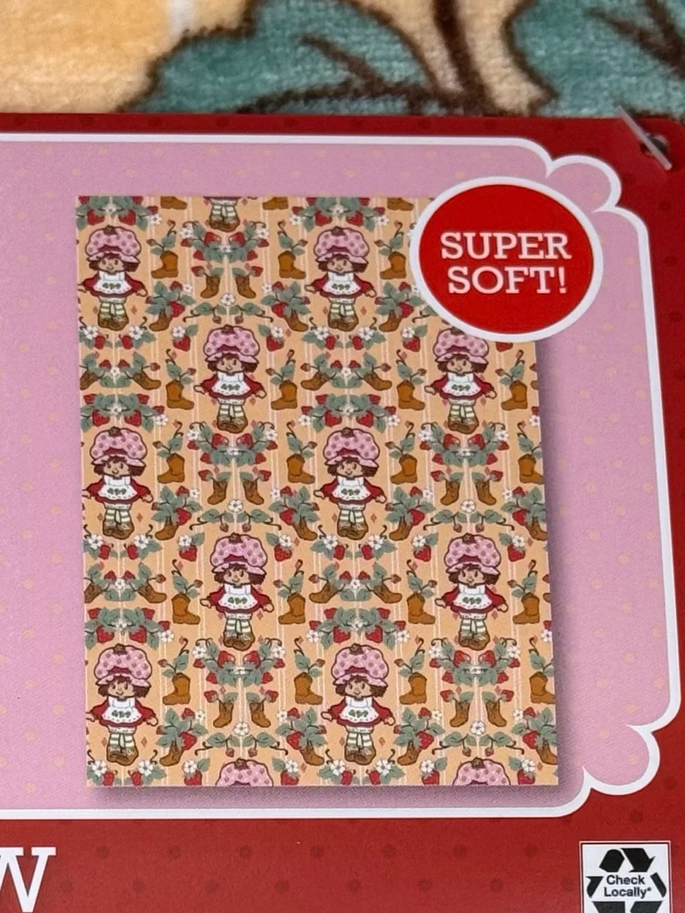 Strawberry Shortcake Plush Throw Blanket - Pale Orange with Boots & Strawberries